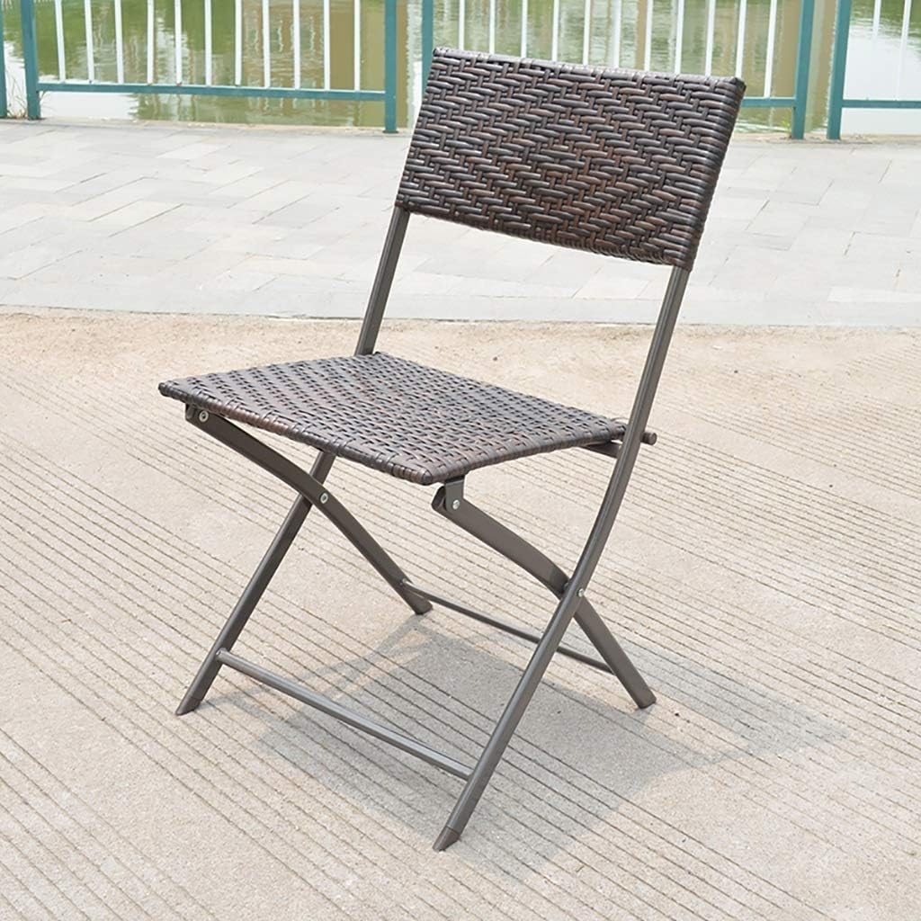 Guo shop Iron Art Round Folding Table Coffee Table, 70cm Outdoor Rattan Wicker Metal Folding Table Patio Porch Bistro Dining Table， (Color : Chair): Furniture & Decor