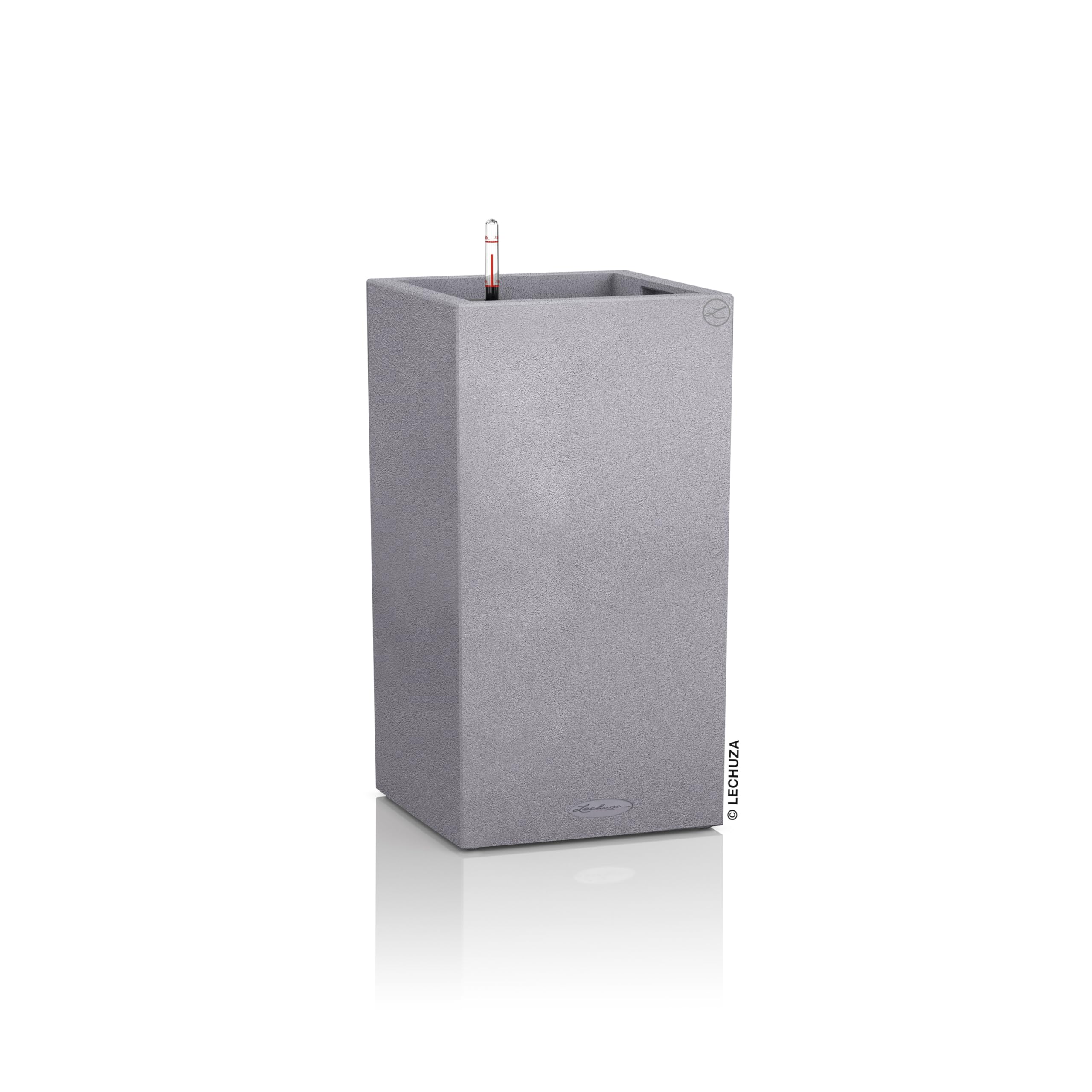 Lechuza Self Watering Plant Pot CANTO Stone 30 High Large Plastic Indoor and Outdoor Plant Pot with Drainage Hole H56 L30 W30 cm Stone Grey