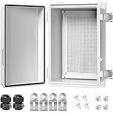 LeMotech ABS Junction Box Hinged Cover Stainless Steel Latch IP67 Waterproof Plastic Universal Enclosure with Mounting Plate 
