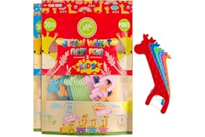 SMARTLIFECO Biodegradable Kids Flossers - Fluoride & Plastic Free | Eco Friendly Dental Floss Picks for Children | Natural Fun Animal Flossing Sticks for Toddlers Teeth | Organic & Compostable (100 Pack, Mint)
