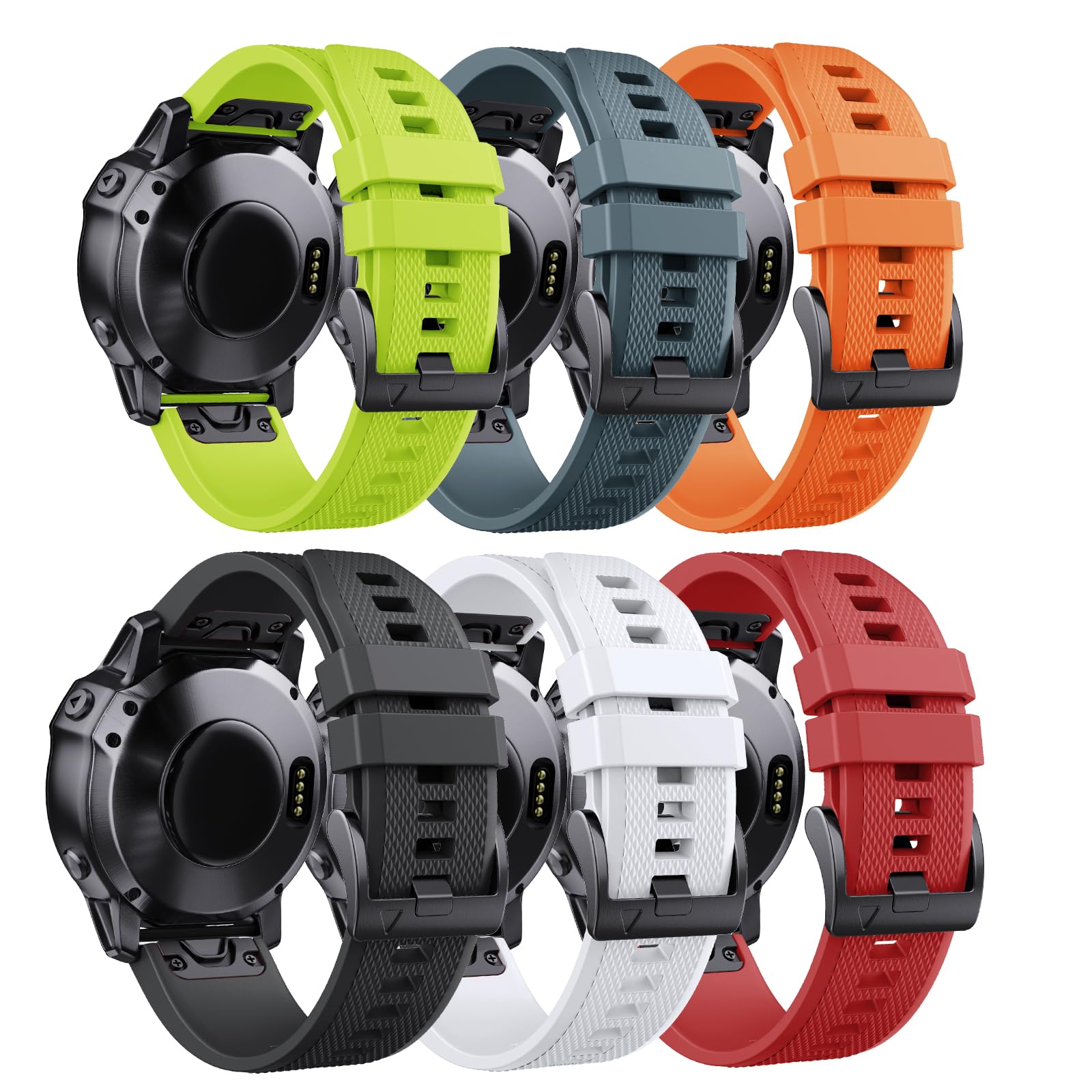 NotoCity for Garmin Fenix 6x/6x Pro/5x/5x Plus/7x/7x Pro Strap, Quickfit 26mm Watch Strap for Fenix 8 51mm/Fenix 3/3 HR, Instinct 2X Replacement Band(6 PCS)