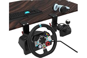 EG STARTS SIM Racing Wheel Stand Desk Mount, Heavy Duty Desk Clamp with 480-Pound Force, Compatible Logitech G25 G27 G29 G920 G923 Thrustmaster T248 T300RS T-GT TS-PC Black Metal Gaming Cockpit Shelf