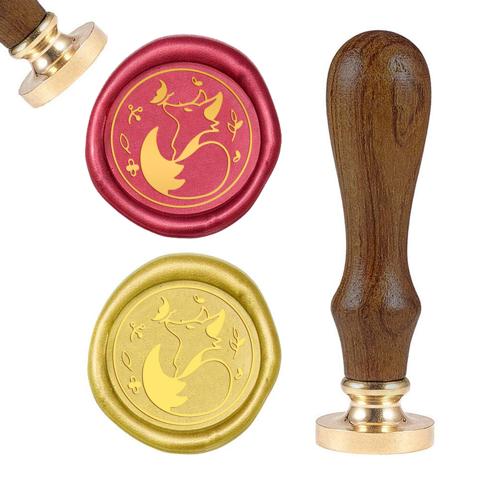 CRASPIRE Wax Seal Stamp Fox and Butterfly Retro Sealing Wax Stamp Animal with Removable Brass Head Wooden Handle for Wedding Invitation Envelope Card Package Decoration
