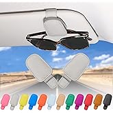 compuda 2 Packs Sunglasses Holder for Car Visor, Genuine Leather Car Sunglass Holder, Glasses Clip for Cars (2, Grey)