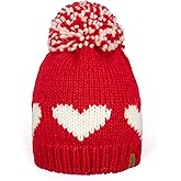 LILLBJORNEN Valentines Day Hat Heart Beanie with Pom Pom Fleece Lined Warm Knit Hat Valentines Gifts for Women Men Teens