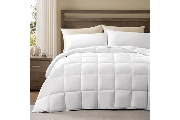 ACCURATEX Lightweight Duvet Queen, Cotton Shell, 250GSM Fill, 90x90 | Sateen Weave, Thin Down Alternative Comforter, Ultra-So
