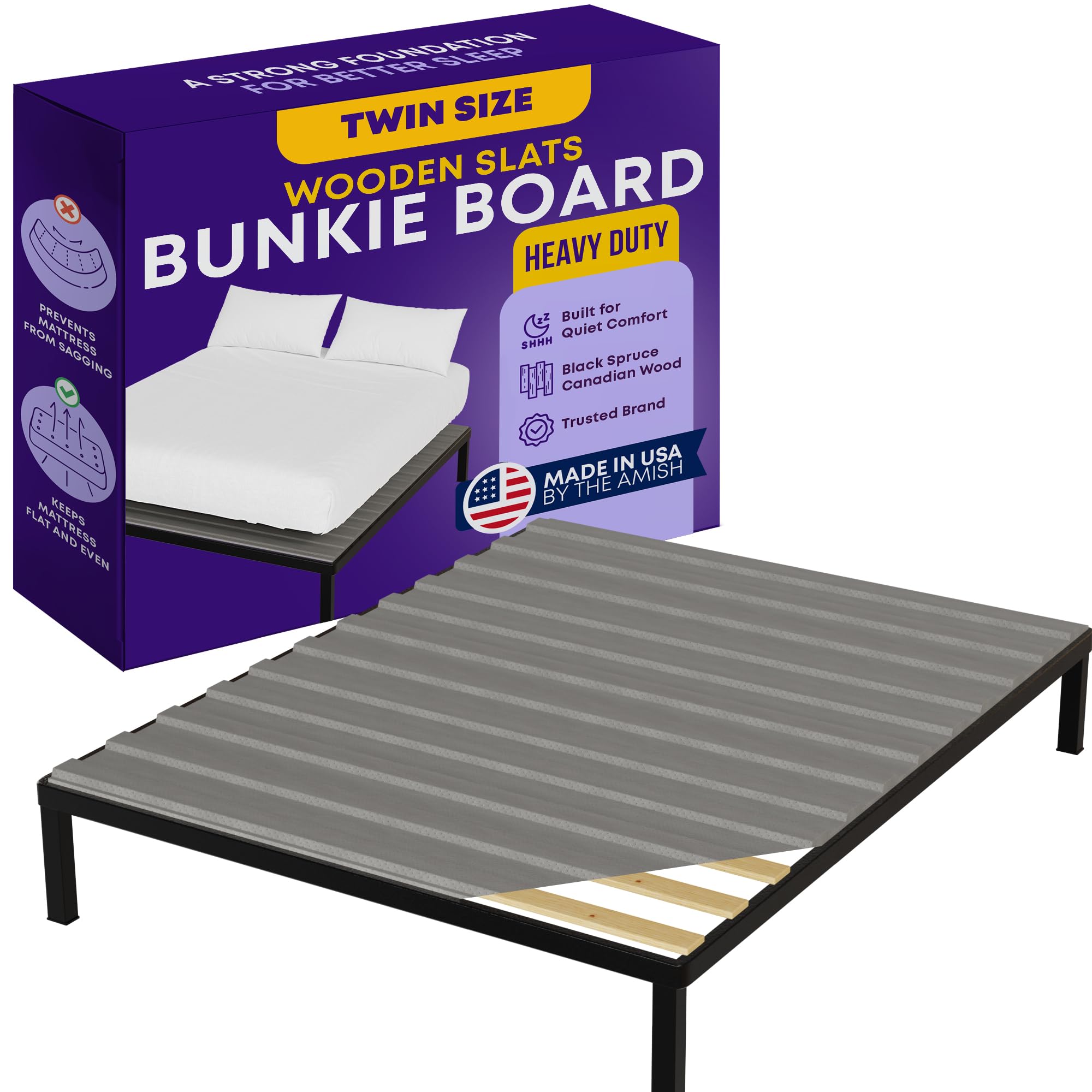 View 1 of ***MISSING PARTS***
Greaton, Wooden Twin Bed Slats for Support Under Mattress with Cover – Replacement Wood Slats for Twin Size Bed Frame – Under Mattress Support Without Extra Height – 3.38-Inch Standard Width
