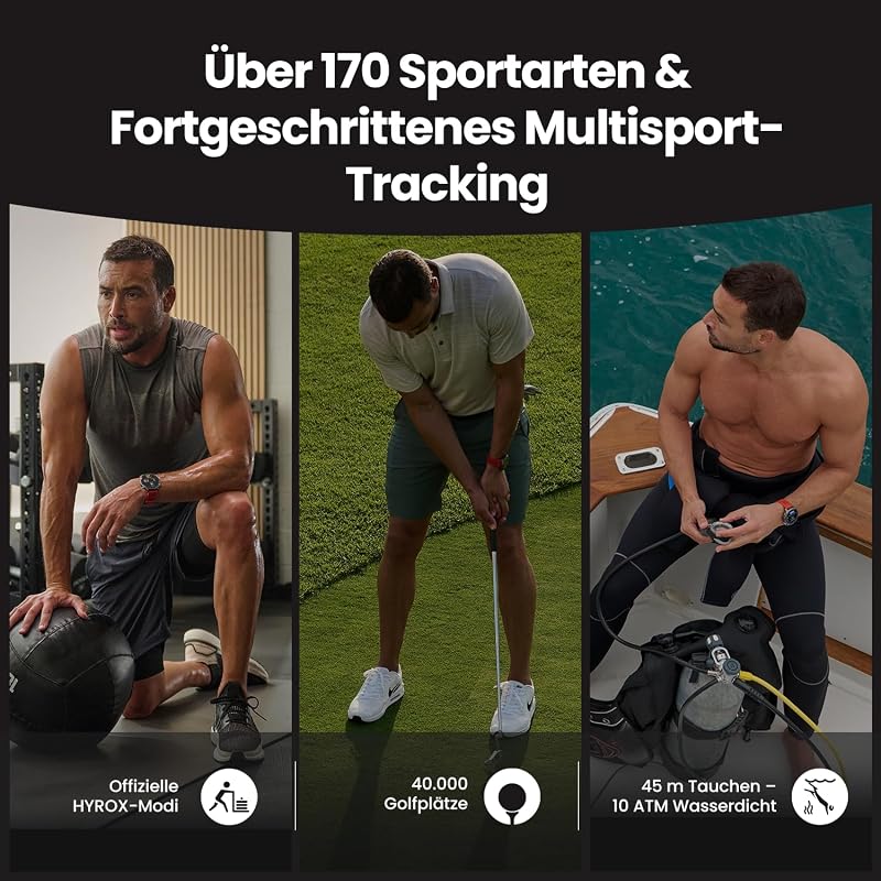 Balance 2 Smartwatch 47mm 1.5'' AMOLED Sapphire Glass, Offline-Karten, Dualband-GPS, 21 Tage Akkulaufzeit, 180+ Sportmodi, HYROX & Golfmodus, Herzfrequenz & Schlaftracking für Android & iPhone