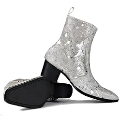 OSSTONE Men Chelsea Ankle Boots Leather Pony Hair
