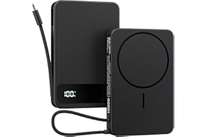 Magnetic Power Bank, 10,000mAh Wireless Portable Charger for Mag-Safe 15W Fast Charging, Battery Pack with USB-C/Lightning Ca
