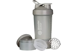 BlenderBottle ProStak System with 22-Ounce Bottle and Twist n' Lock Storage, Pebble Grey