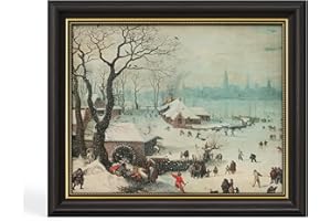 DAJONART Vintage Gold Framed Canvas Christmas Winter Wall Art, Winter Village Painting with Snow Framed Canvas Holiday Wall Decor, Seasonal Gift for Home, 8x10