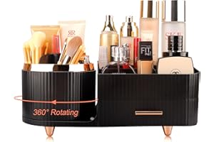 Molutsody Makeup Organizer for Vanity, Cosmetic Display Case with Drawers, Fits Makeup, Skincare Products, Brushes, Lipsticks, and Other Accessories, Versatile Storage Solution (Black)