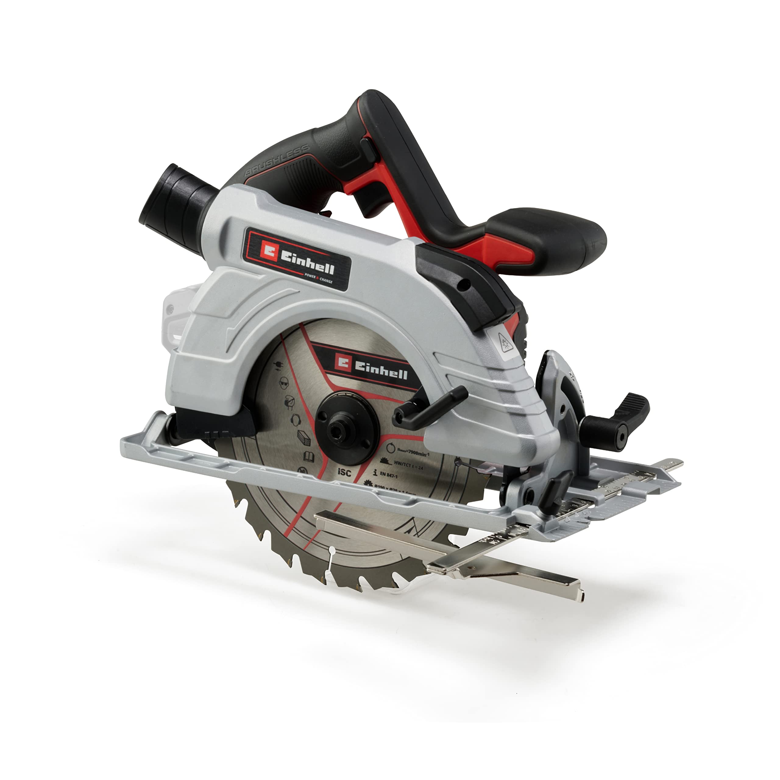 Einhell Cordless Circular Saw 18V Power X-Change, 190mm Brushless Rotary Wood Saw, Tool-Free Adjustment, LED, Dust Extraction, Without Battery TE-CS 18/190 Li Solo