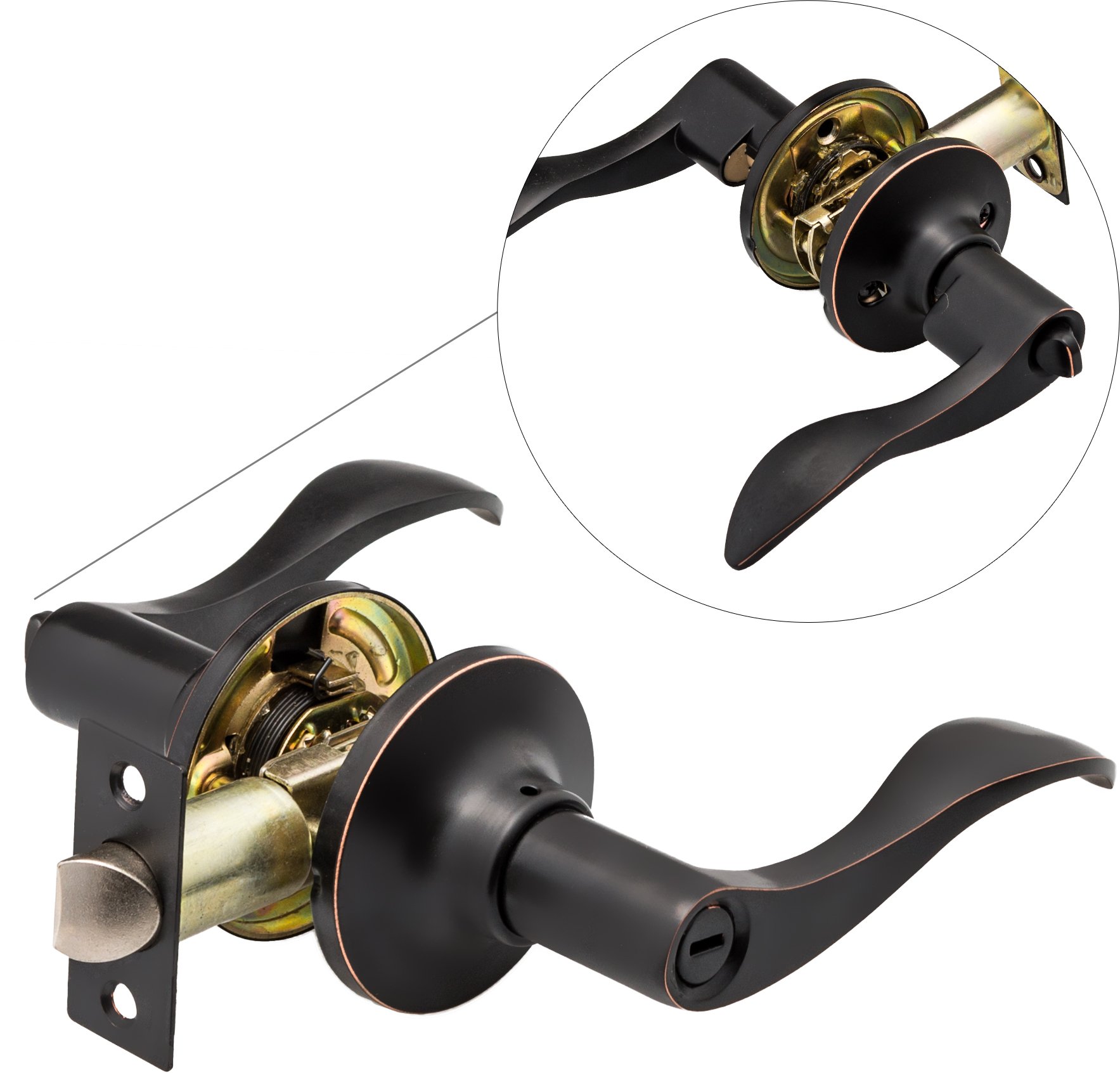 Berlin Modisch Privacy Lever Door Handle [Thumb Turn Lock on The Inside