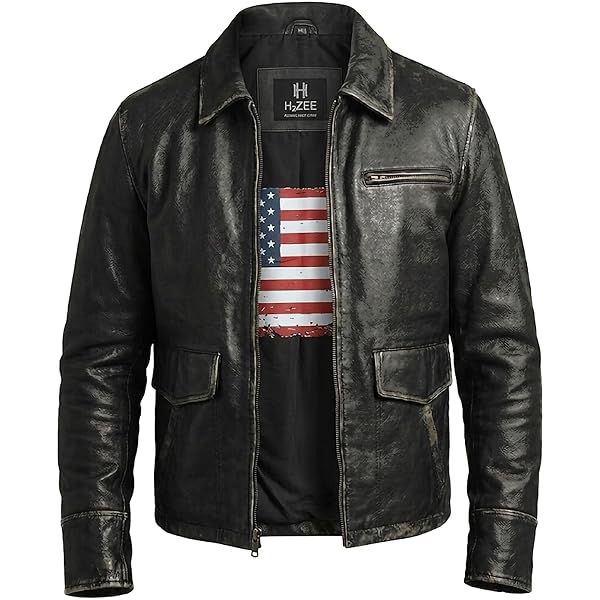 ジャケット・アウター Leather Motorcycle Jacket Vintage RSH LeatherCraft Distressed Goatskin Leather Biker Vintage Style