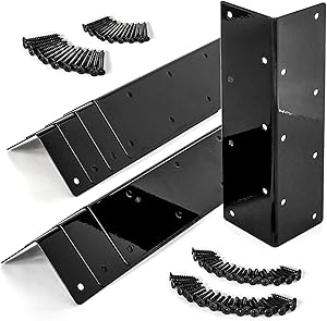 TIMOSA Set of 8 Raised Garden Bed Corner Brackets for 20''-24'' H Bed, Metal Garden Corner Bracket Resistant,Rust Metal Bed Corner Bracket Connectors for Furniture, Black Color