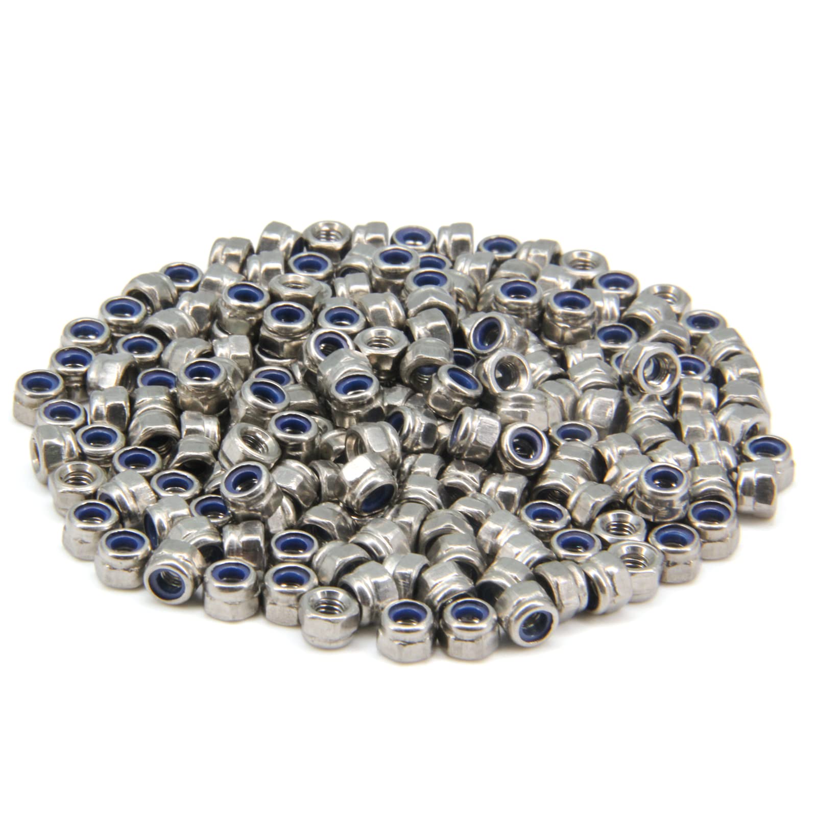 Yeebyee M3 x 0.5mm Pitch 304 Stainless Steel Self-Locking Hex Lock Nuts, Nylon Insert LockNuts Silver Metric Self Clinching Hex Lock Nuts for Hardware Parts, 200pcs/pack (M3-200pcs)