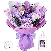 Dalkren Preserved Flowers Bouquet with Purple Roses, Elegant Preserved Fower Floral Arrangement, Gift for for Women Mom Grandma Wife, for Valentine's Day Birthday Mother’s Day Anniversary Wedding