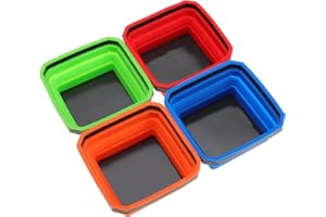 Nayciiy Magnetic Foldable Tray Silicone Magnetic Tray Holder Collapsible Magnetic Parts Tray Set For Screw, Bolts, Pins For Small Tools (Color-4pcs)