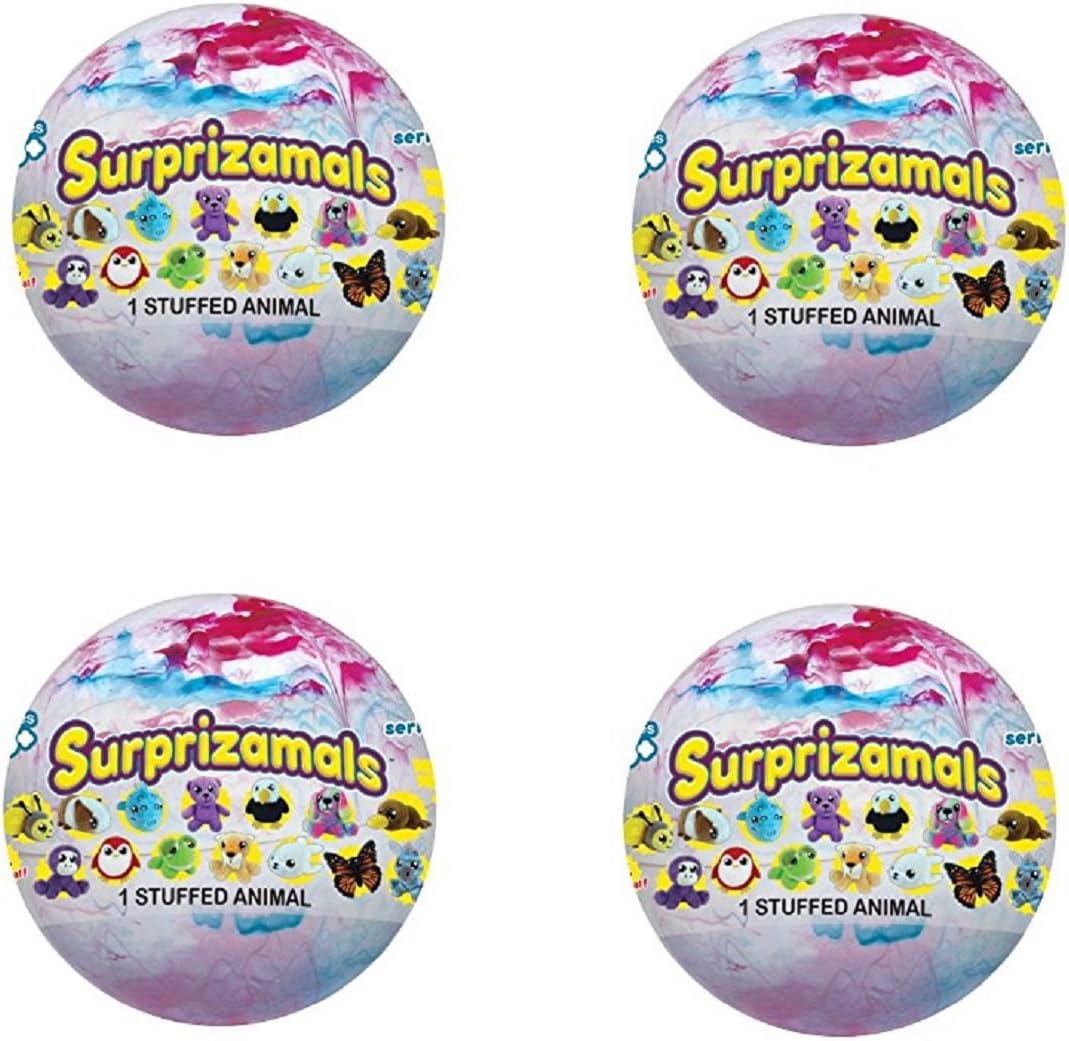 Surprizamals Series 6 - Pack of 4 Mystery Balls with Collectible Plush Toy ( Styles Will Vary)