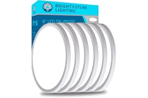 BRIGHT FUTURE LIGHTING 6pack 9 Inch Flush Mount Ceiling Light, 18w Led Ceiling Light, 3000k/4000k/6000k Selectable 1860lm Ceiling Light, Super Slim Led Light Fixture for Bedroom Kitchen Living Dining Room Office