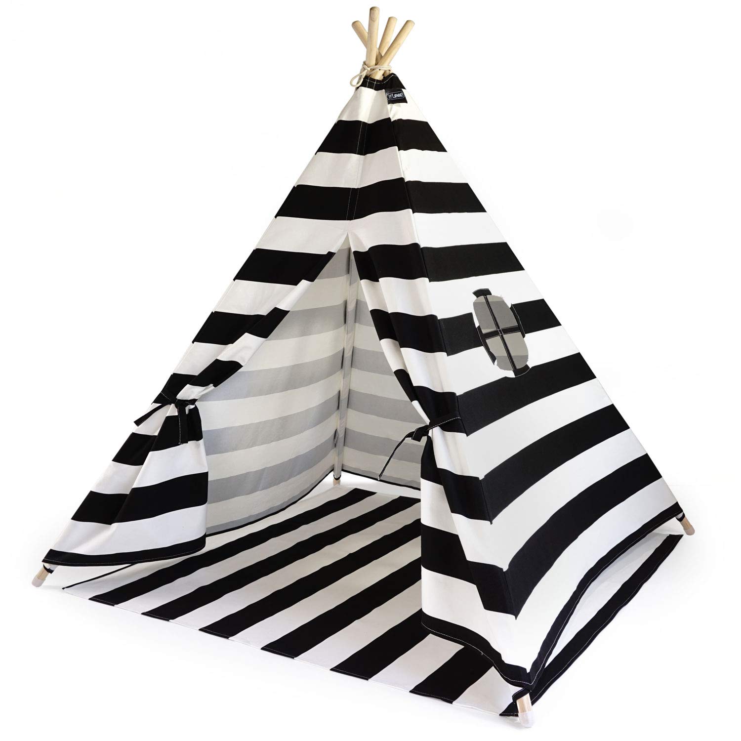Hej Lønne Teepee Tent for Children with Floor Mat 120 x 120 x 150 cm - Children's Tent for Indoor Use - Play Tent Children's Teepee with Ground Cover and Window - Includes Bag and Instructions