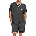 SWOMOG Men Modal Pajamas Set Comfy Sleepwear Short Sleeve Pjs Set Soft 2 Piece Lounge Set Cozy Nightwear with Pockets