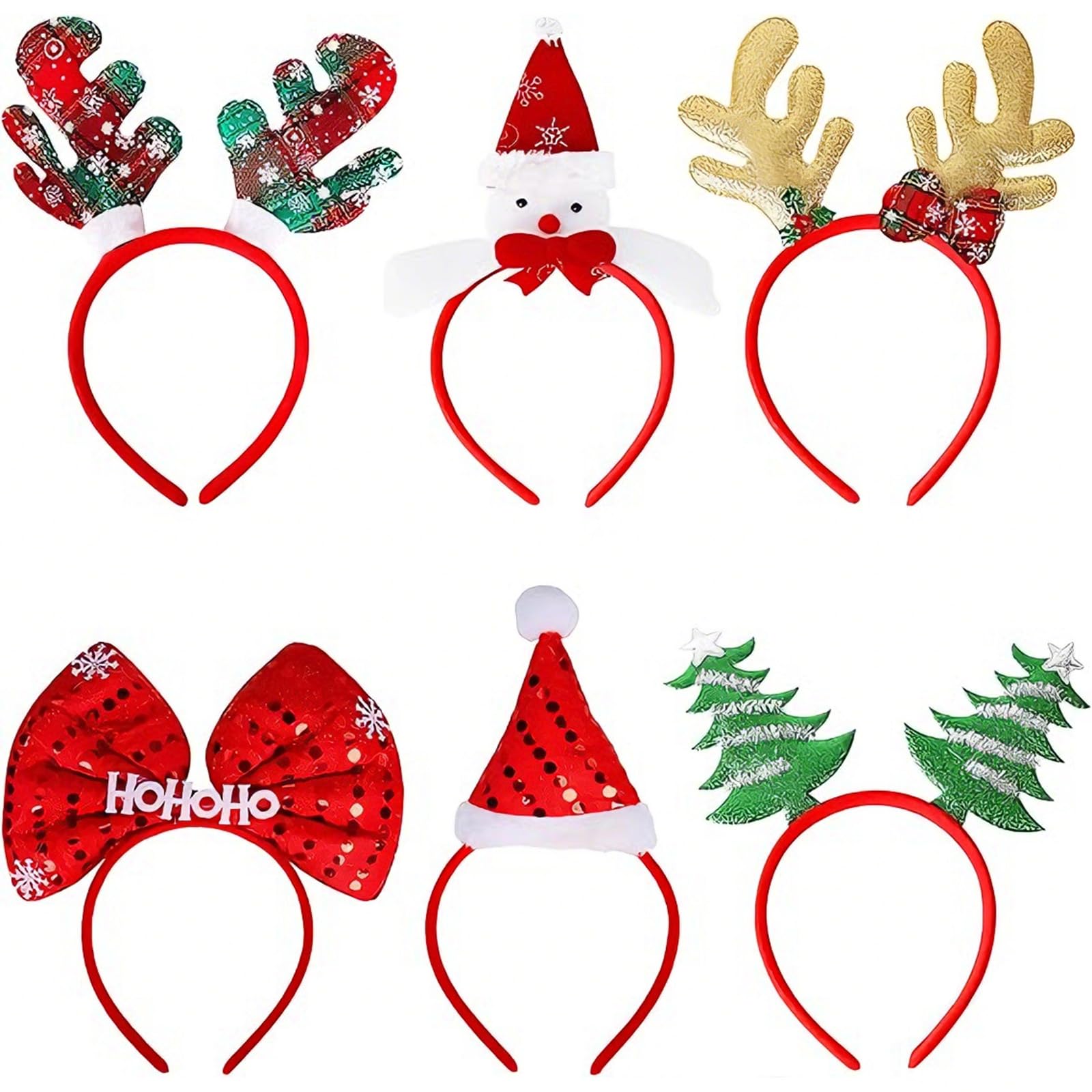 BeoTnp 6Pack Christmas Headbands for Women, Christmas Hair Accessories, Christmas Headband for Adults and Kids, Holiday Party Headbands for Christmas Celebrations