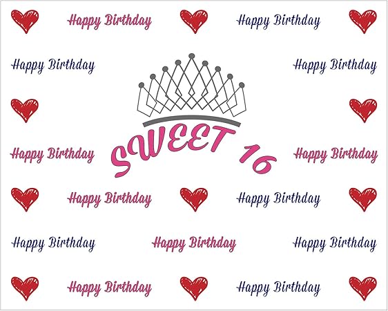 Amazon Com Happy Birthday Sweet 16 Red Heart Theme Custom