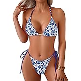 swimall Women's Thong Bikini Set Sexy String High Cut Triangle Swimsuit Two Piece Brazilian Bathing Suit