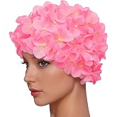 Medifier Vintage Floral Petal Retro Swim Caps Bathing Caps for Women (Pink)