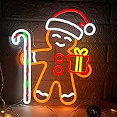 Mvorixa Gingerbread Man Neon Sign for Christmas Decor, Dimmable LED Gingerbread Christmas Lights for Living Room, Kids Room, Bedroom, Holiday Party, Shop Window, Xmas Decorations, New Year Gift & Festive Home Wall Art