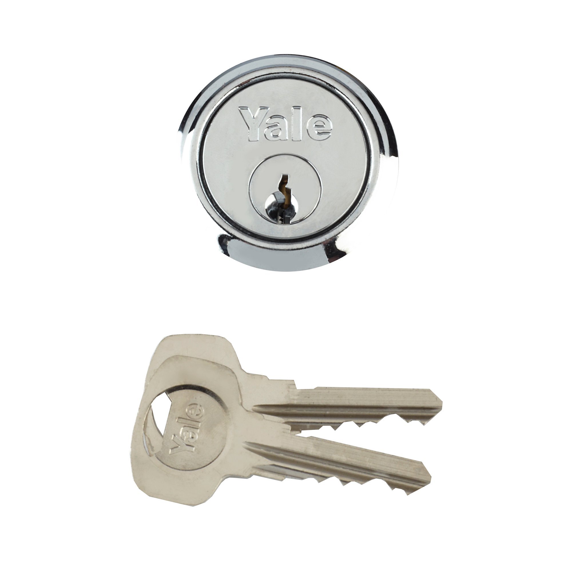 Yale P-6KP1109-CH Replacement Rim Cylinder, Suitable for 38-57 mm Doors, 6 Keys Provided, Chrome Finish, Visi Packed