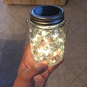 Decorman Luci solari a forma di barattolo di vetro, confezione da 4 pezzi, 30 luci LED con 4 ganci per patio, cortile, giardino, feste, matrimoni, decorazioni natalizie (barattoli non inclusi