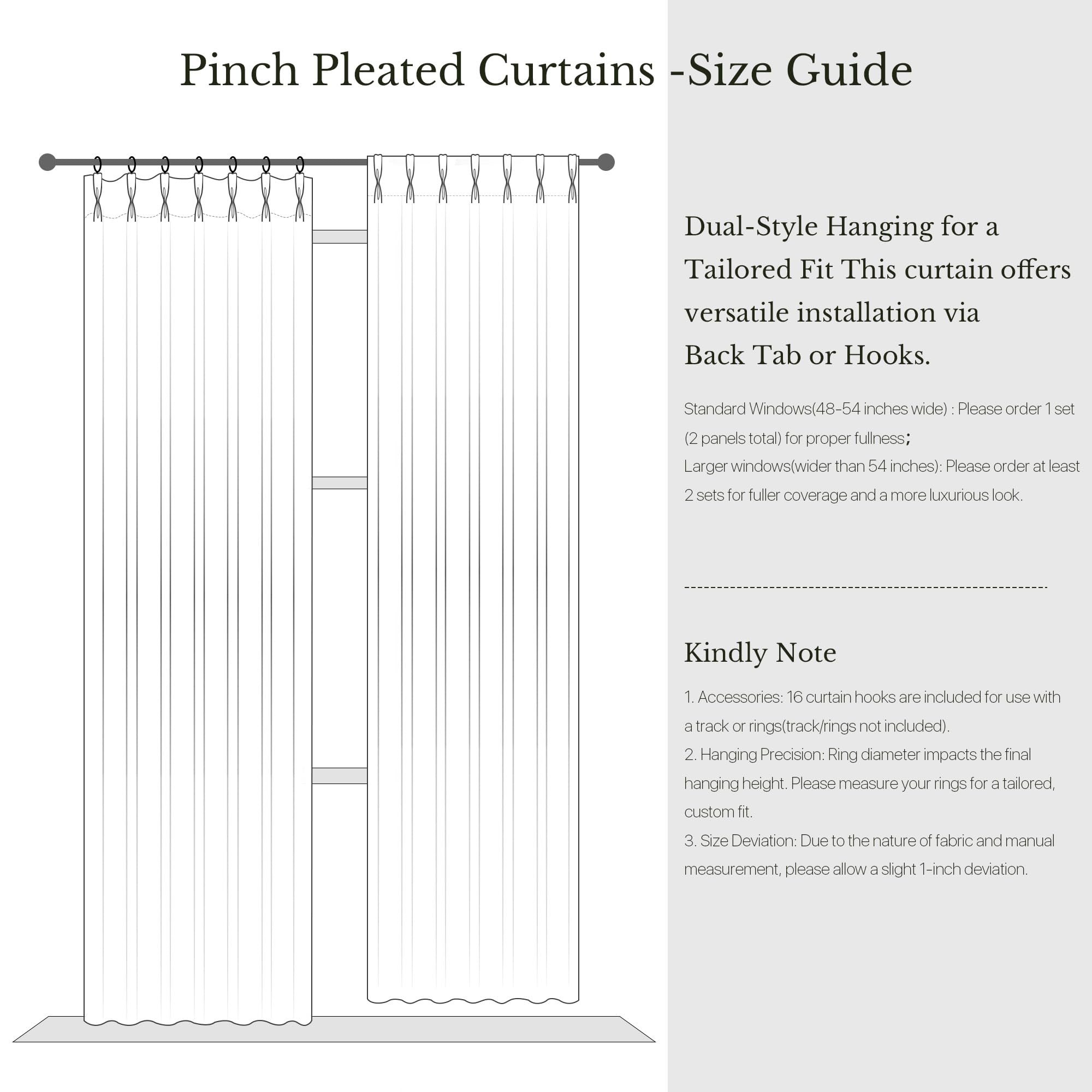 NICETOWN 395GSM Linen Pinch Pleated Vintage Olive Green Curtains 90 inch Long with Hooks - Room Darkening Wrinkle Resistant Drapes for Dining Room & Bedroom, Modern Home Decor (40