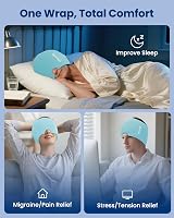 ONLYCARE Migraine Relief Cap Upgraded Odorless Ice Head Wrap Light Blue view 8