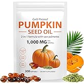 Mcukv Pumpkin Seed Oil with Saw Palmetto, 1000mg per Serving, Cold Pressed Pumpkin Seed Oil Capsules for Hair, Scalp, Urinary & Prostate Support,Pure Virgin with Essential Fatty Acids,Non-GMO, 300Pcs
