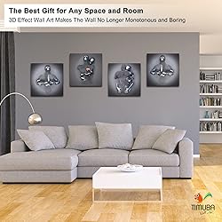 4 Piece Set Bedroom Wall Decor Love Heart Gray 3D
