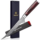Sunnecko 6 Inch Boning Knife, High Carbon German Steel Meat Butcher Knife | 12&deg; Razor Sharp Curved Stiff Blade Deboning Fillet Knife with Ergonomic Handle for Poultry Beef Fish Prep, Gift Box