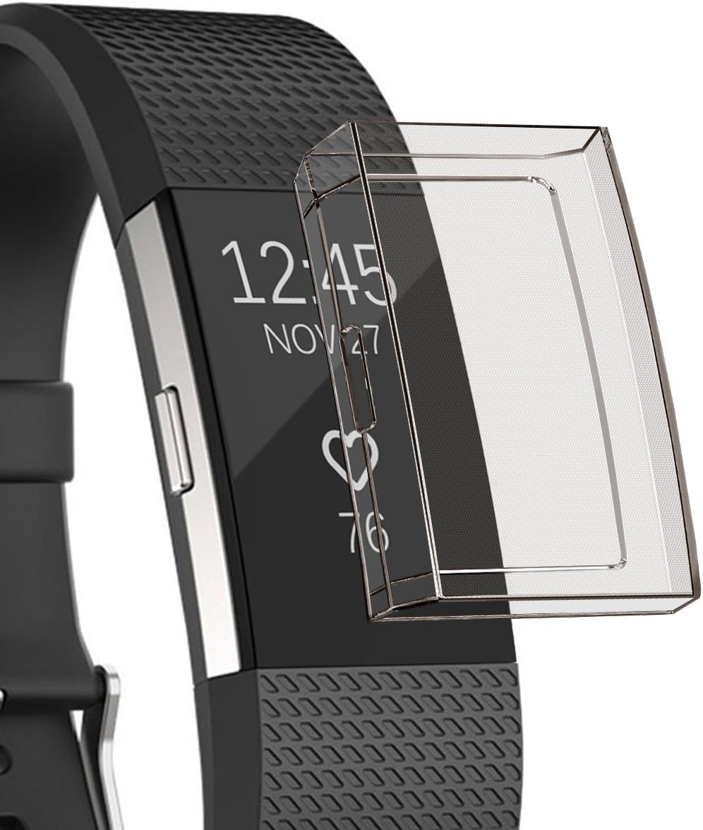 Sun studio Fitbit Charge 2 Screen Protector, TPU Accessory Protective Case Frame Cover Shell For Fitbit Charge 2 Unisex Fitness Smartwatch (Black)