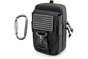 WYNEX Tactical Compass Phone Pouch, Large Molle Smartphone Holster Case Double Capacity Small Utility EDC Pouch with Compass Buckle and Carabiner