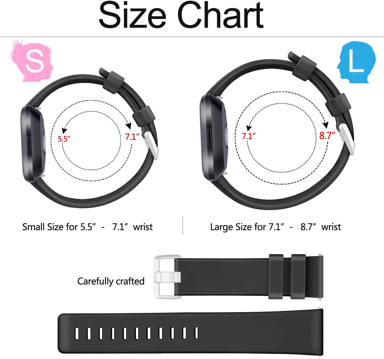 6 Pack Sport Bands Compatible with Fitbit Versa 2 / Fitbit Versa/Versa Lite/Versa SE, Classic Soft Silicone Replacement Wristbands for Fitbit Versa Smart Watch Women Men (6 Pack A, Small)