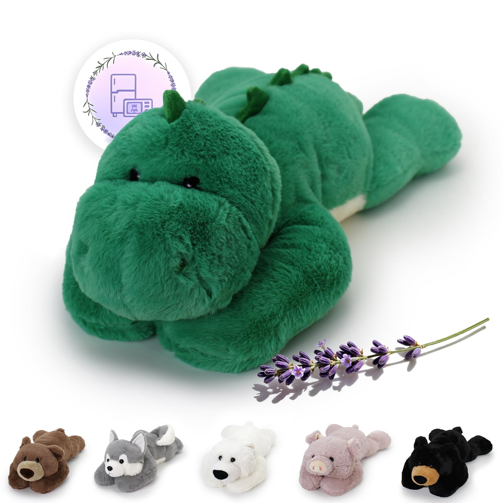 Photo 1 of OSOCU 2 LB Heatable & Coolable Green Dragon Weighted Stuffed Animals | Microwavable Heating Pad for Relieve Stress Soothing & Relaxation | Lavender Scented Plush Toys for Adults and Children