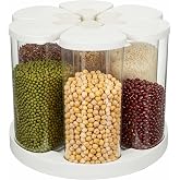 UHAPEER 6 Grids Rotating Cereal Dispenser Countertop, 7 lbs Rice Dispenser | 360° Rotating Grain Dispenser for Pantry Kitchen