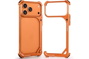 OGRANEE 9 Shape Bumper Case for iPhone 17 Pro Max - Slim Aluminum Metal Frame, Compatible with MagSafe, Frameless Minimalist Protective Cover, Lightweight Shockproof Premium Accessories, Cosmic Orange