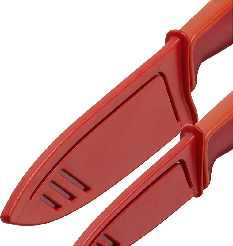 Wmf touch conjunto de 2 capas protetoras, aço, vermelho, faca de cozinha de 24 cm e faca multiuso de 20,5 cm
