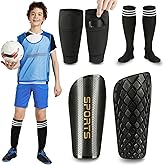 Soccer Shin Guards for Kids Adults, Toddler Shin Pads Set with Sleeves and Long Soccer Socks for Age 2-16 Boys & Girls, Youth &Men, Lightweight Soccer Equipment