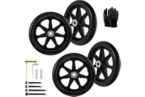 CANWUPON 4 Pack 6 Inch Solid Replacement Wheels - Environmentally Friendly Rubber Material, Wear-Resistant PU Tires, Anti-Slip, and Durable ABS Wheel Hub - Easy to Install, (4Pcs 6Inch Wheels)