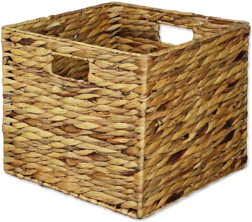 Homeever Water Hyacinth Square Natural Storage Basket (Large L 40 x W